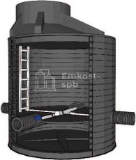 Канализационный лотковый крестовинный колодец FD