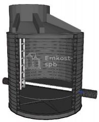 Канализационный лотковый прямопроходной колодец FD