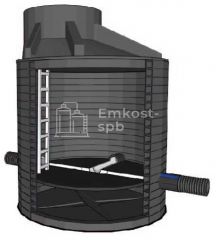 Канализационный лотковый тройниковый колодец FD