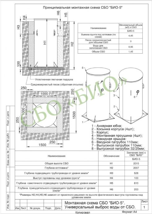 Схема монтажа КИТ БИО 5 (900)